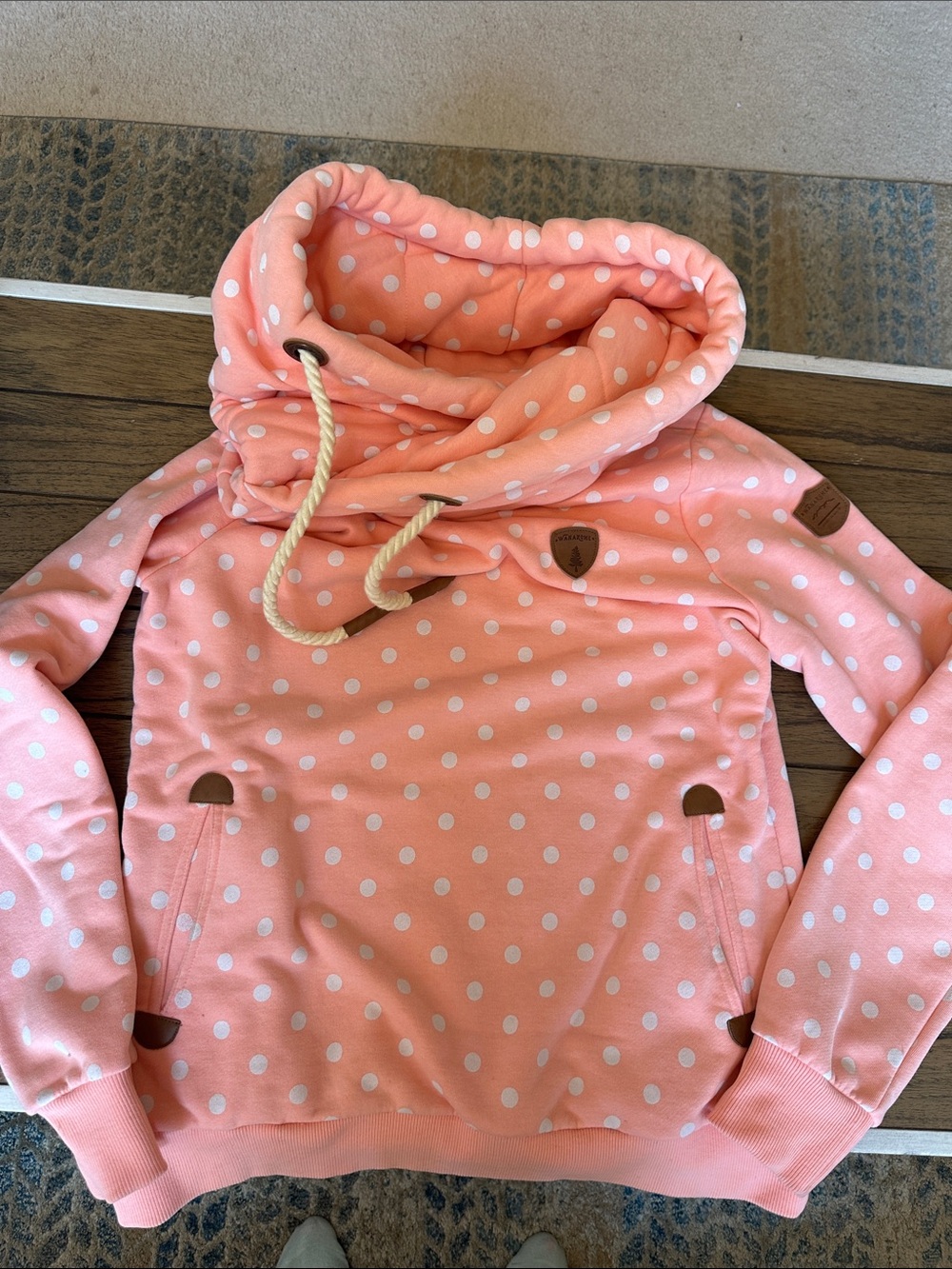 Wanakome Peach Polka Dot Pullover Hoodie
